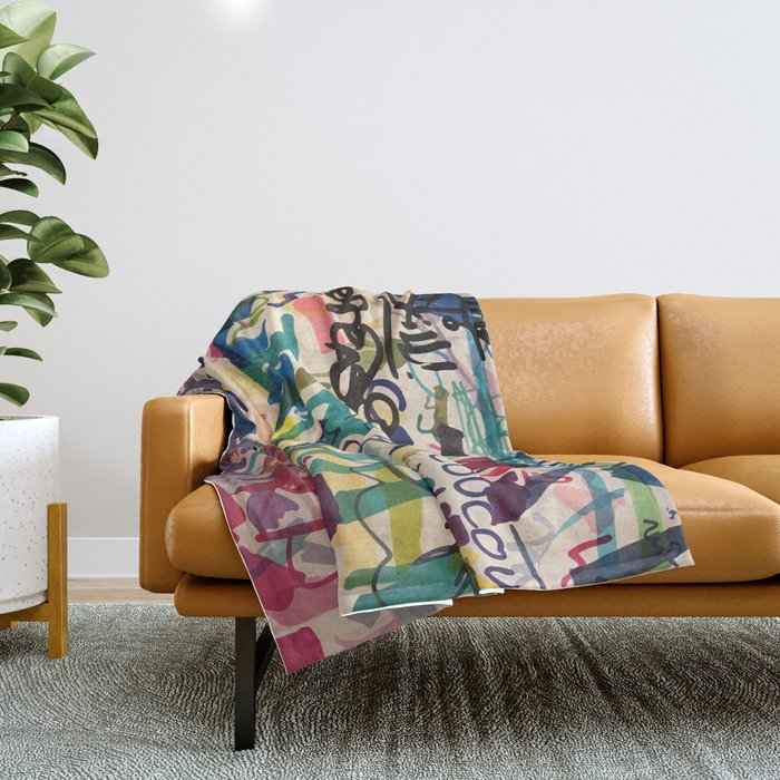 Urban Graffiti Paper Street Art Throw Blanket