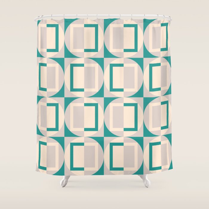 Mid Century Modern Geometric Fusion Shower Curtain