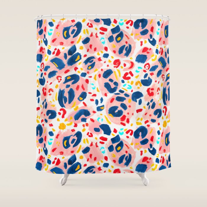 Painted Abstract Leopard Print Shower Curtain