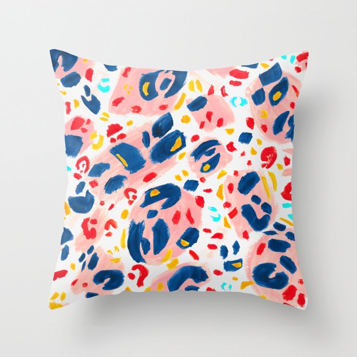 Painted Abstract Leopard Print Throw Pillow