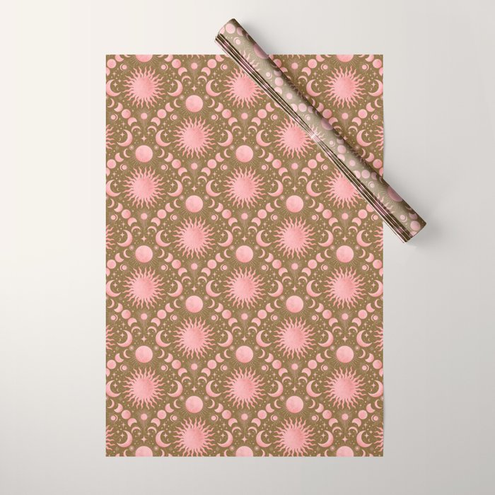 Dusty Pink Boho Celestial Wrapping Paper