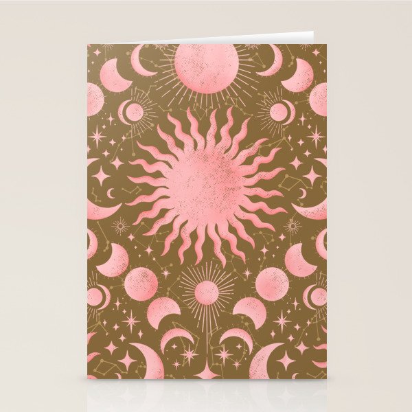 Dusty Pink Boho Celestial Stationery Card