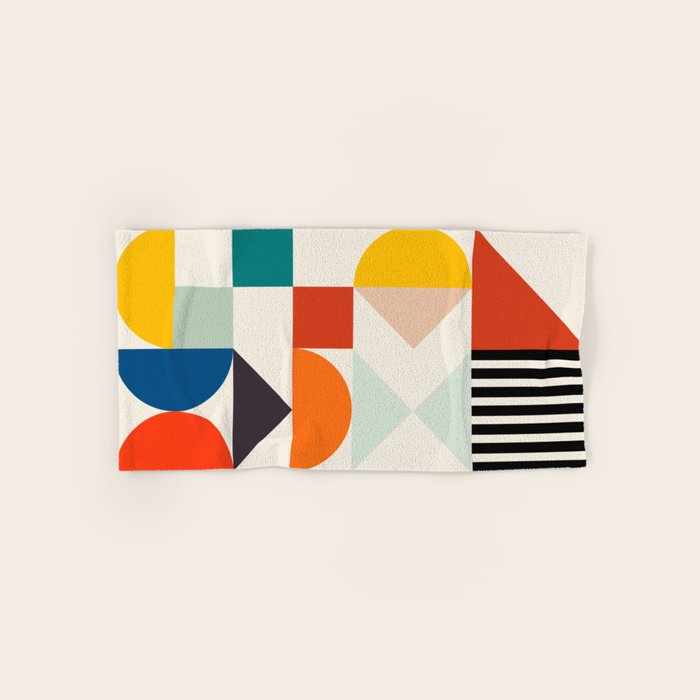 Mid Century Retro Shapes Geometric Bath Towel