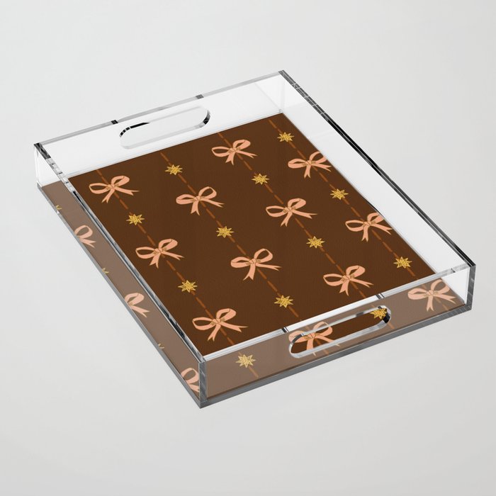 Cute Hair Bows And Stars In Brown And Peach Acrylic Tray