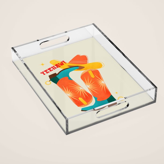 Yeehaw! Bright Cowboy Boots Acrylic Tray
