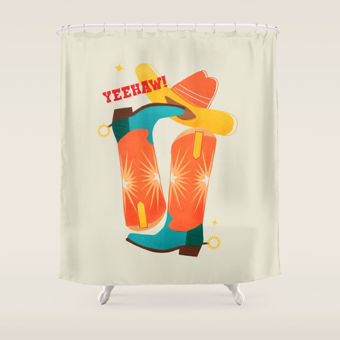 Yeehaw! Bright Cowboy Boots Shower Curtain