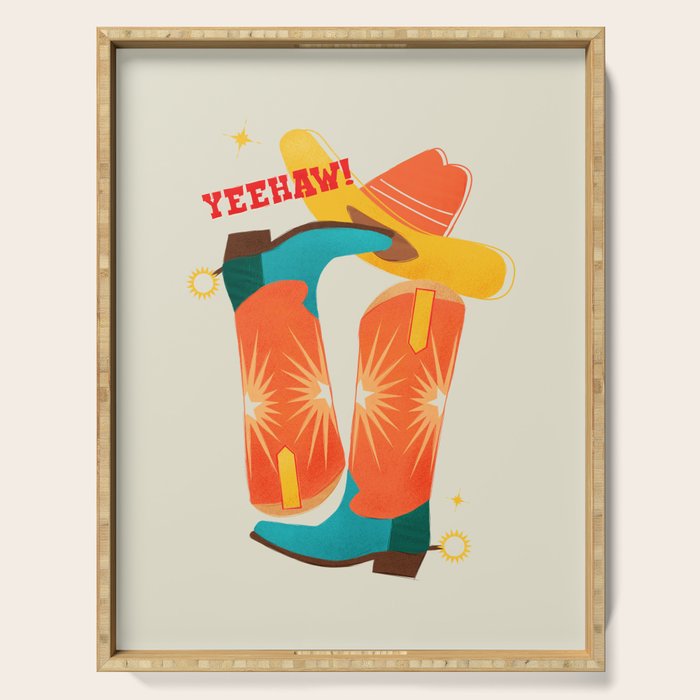 Yeehaw! Bright Cowboy Boots Serving Tray