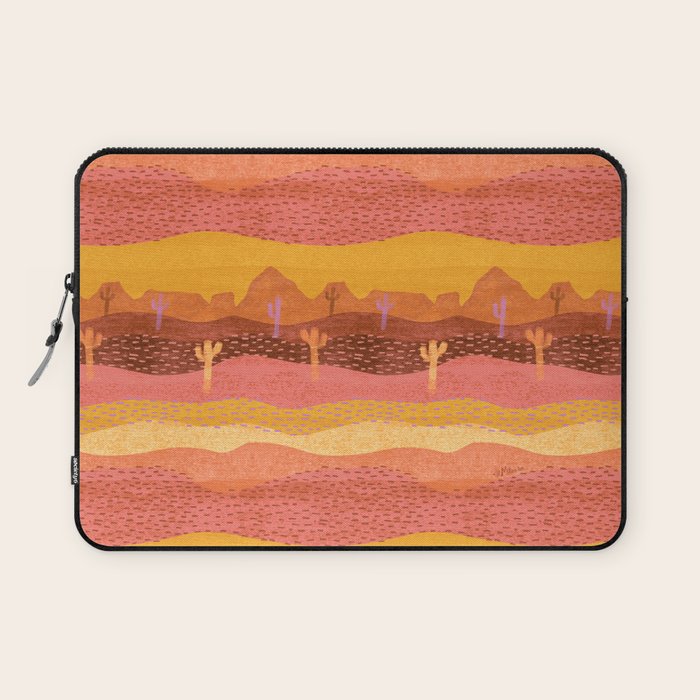 Vintage Western Desert Landscape In Golden Sunrise & Peach Laptop Sleeve