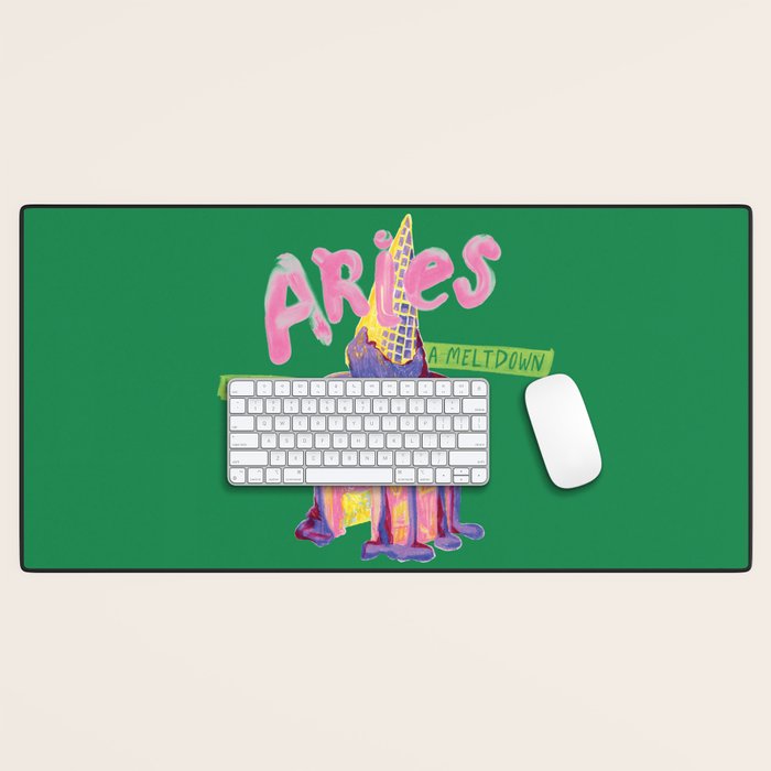 Aries Dessert In Kelly Green & Pink Desk Mat