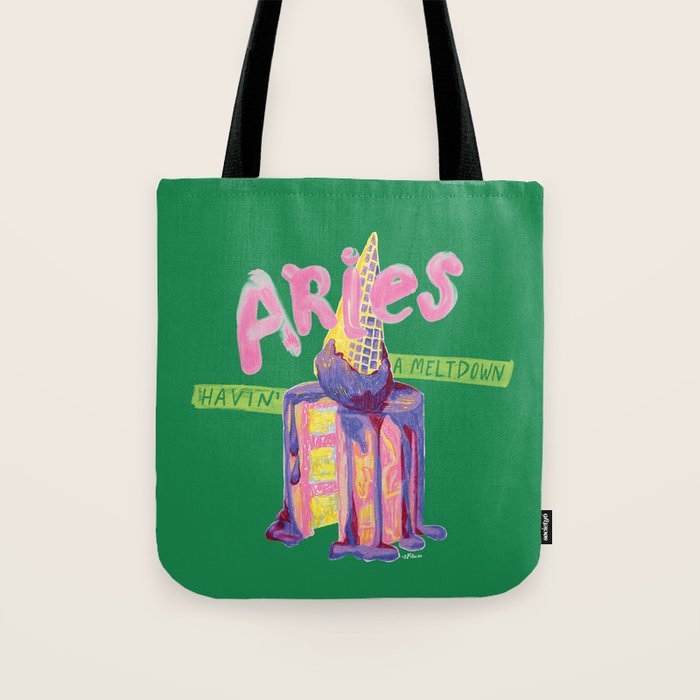 Aries Dessert In Kelly Green & Pink Tote Bag