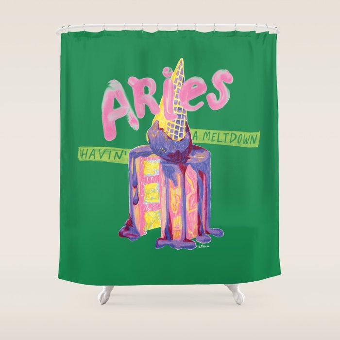 Aries Dessert In Kelly Green & Pink Shower Curtain