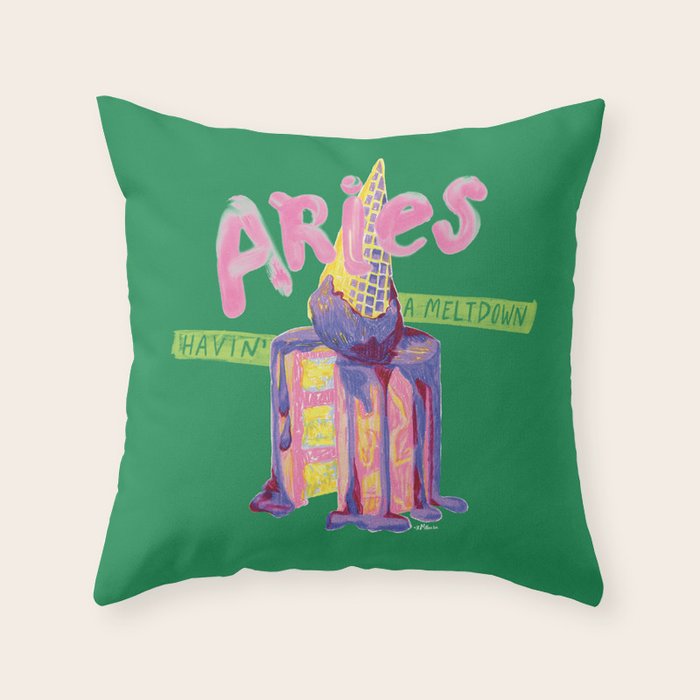 Aries Dessert In Kelly Green & Pink Throw Pillow