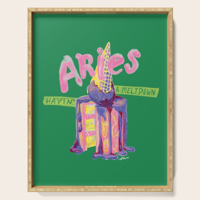 Aries Dessert In Kelly Green & Pink Serving Tray