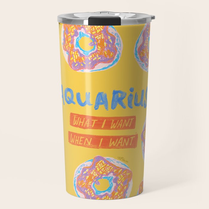 Aquarius Confidence In Buttercup Yellow | Zodiac Series Travel Mug