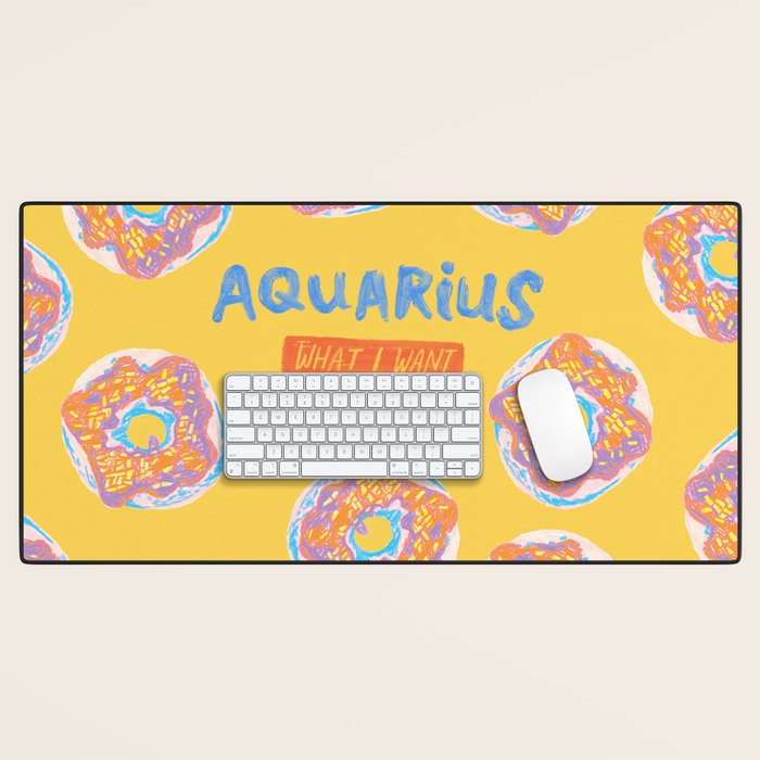 Aquarius Confidence In Buttercup Yellow | Zodiac Series Desk Mat