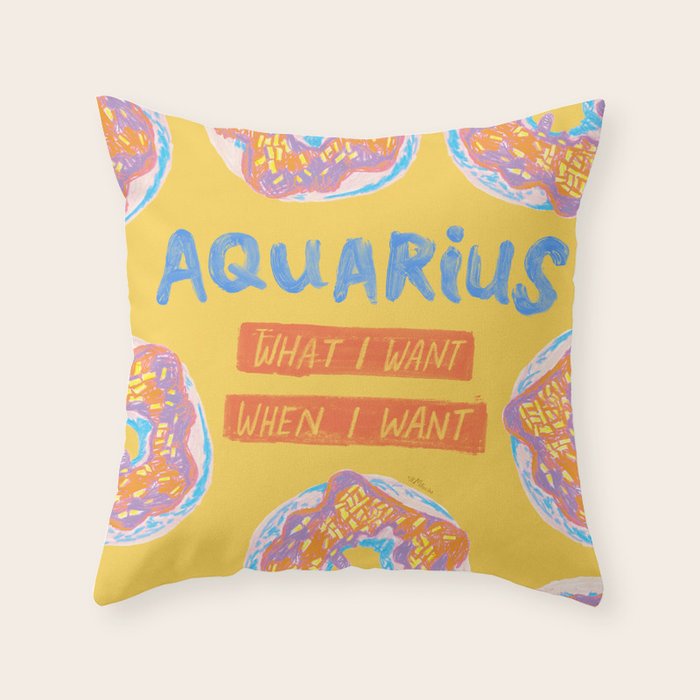 Aquarius Confidence In Buttercup Yellow | Zodiac Series Throw Pillow