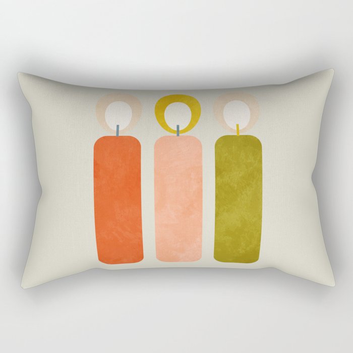 Mid Century Xmas Contemporary Candle Rectangular Pillow