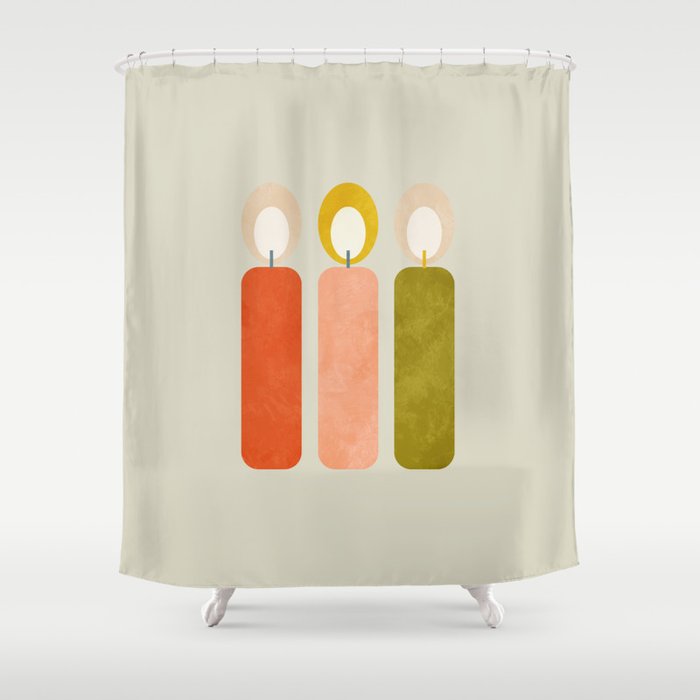Mid Century Xmas Contemporary Candle Shower Curtain