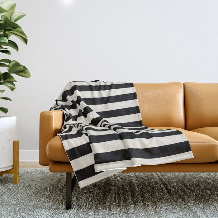 Broad Stripe - Black And Alabaster Throw Blanket