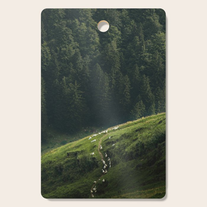 Sheep Trail In A Forest During A Calm Morning Cutting Board