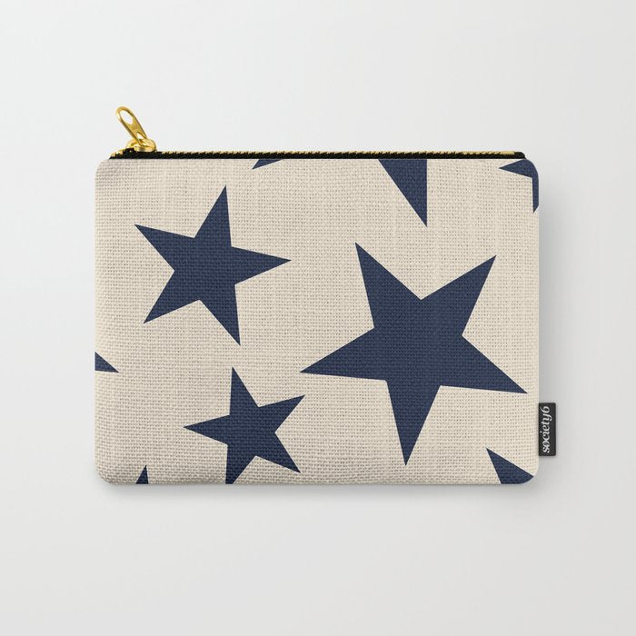 Navy & Light Beige Big Ol' Stars Carry All Pouch