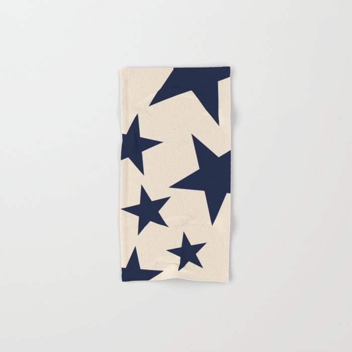 Navy & Light Beige Big Ol' Stars Bath Towel