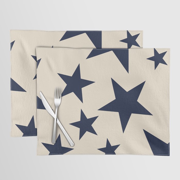 Navy & Light Beige Big Ol' Stars Placemat