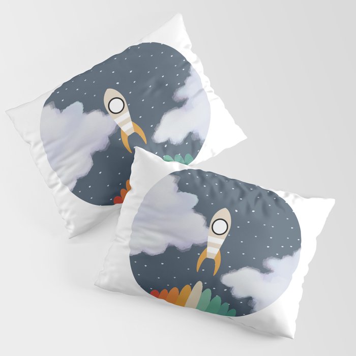 Space Rocket Print, Galaxy Outer Space Pattern Pillow Sham