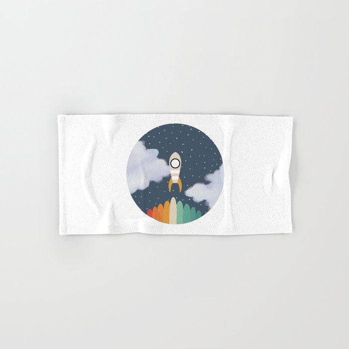 Space Rocket Print, Galaxy Outer Space Pattern Bath Towel