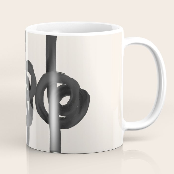 Minimalist Black Knot Abstract Art On Neutral Background Coffee Mug
