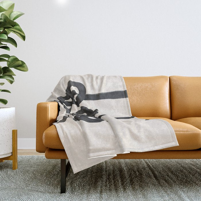 Minimalist Black Knot Abstract Art On Neutral Background Throw Blanket