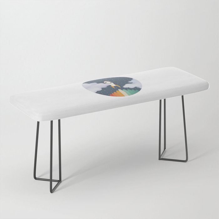 Space Rocket Print, Galaxy Outer Space Pattern Bench