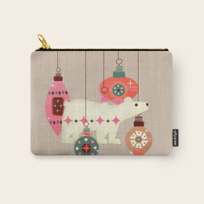 Festive Baubles With A Polar Bear Carry All Pouch