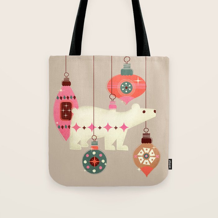 Festive Baubles With A Polar Bear Tote Bag