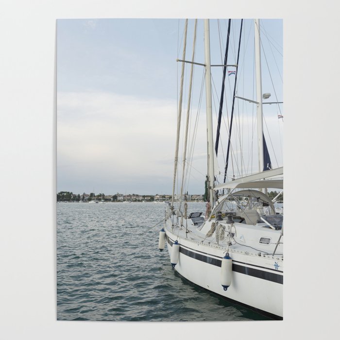 Sailboat In Croatian Harbor - Nautical Travel Photography  Poster