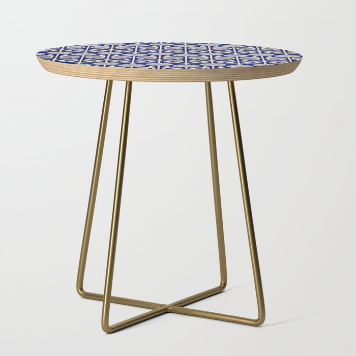 Art Deco Florals On Dark Blue Side Table