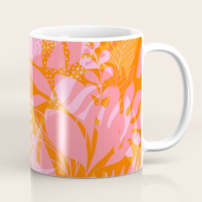 Tropical Jungle Pattern - Orange & Pink Coffee Mug
