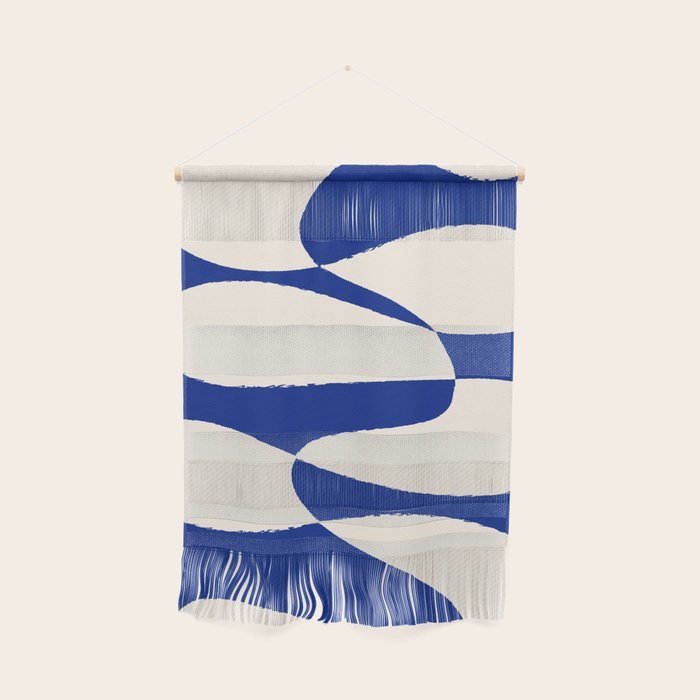 Mid-Century Modern Abstract Composition In Royal Blue & White Wall Hanging