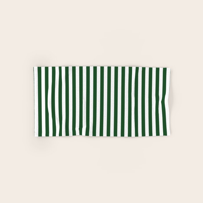 Original Forest Green And White Rustic Vertical Tent Stripes Bath Towel