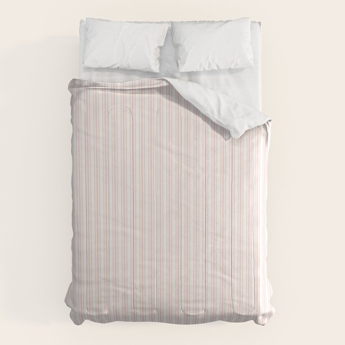 Classic Small Pink Rosebud Pastel Pink French Mattress Ticking Double Stripes Comforter