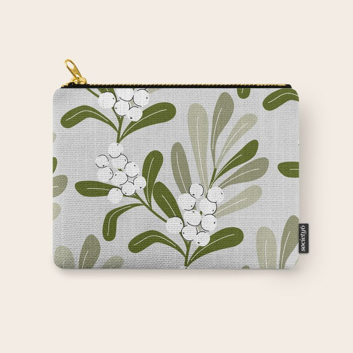 Mistletoe Pattern - Green Carry All Pouch