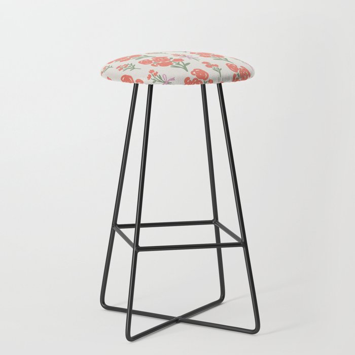 Preppy Grandmillennial Cute Red Flowers Stool
