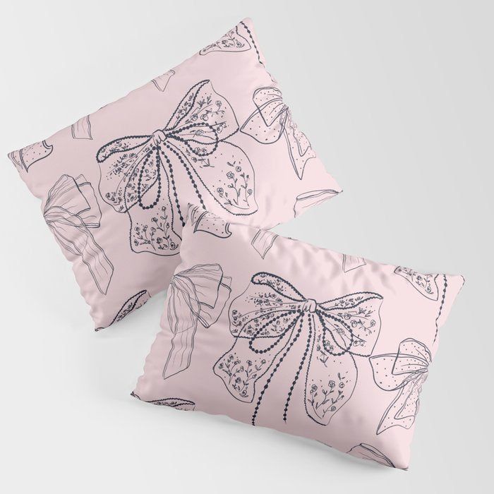 Romantic Lace Bows Pink Pattern Pillow Sham