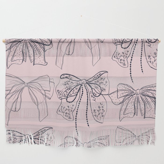Romantic Lace Bows Pink Pattern Wall Hanging