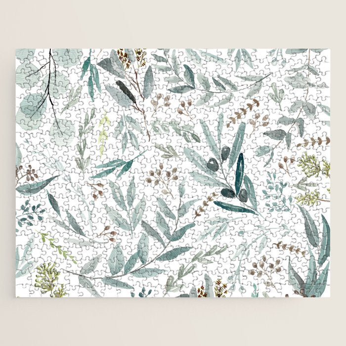 Botanical Eucalyptus Leaves Pattern Jigsaw Puzzle