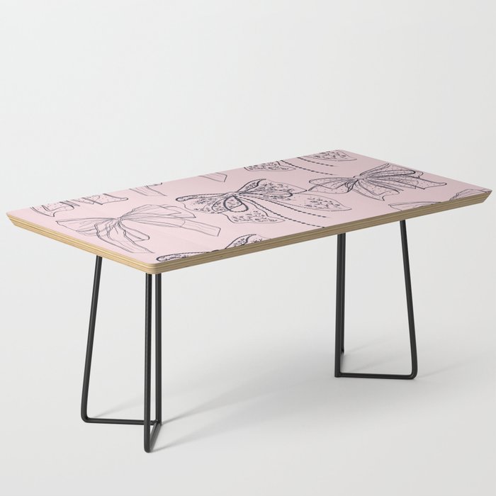 Romantic Lace Bows Pink Pattern Coffee Table