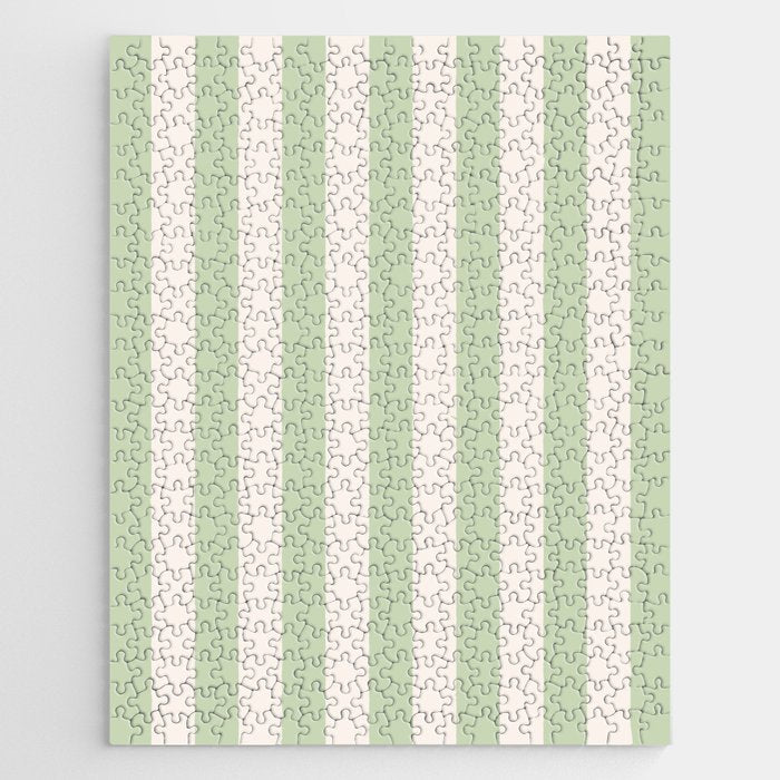Pastel Green Vertical Stripes Jigsaw Puzzle