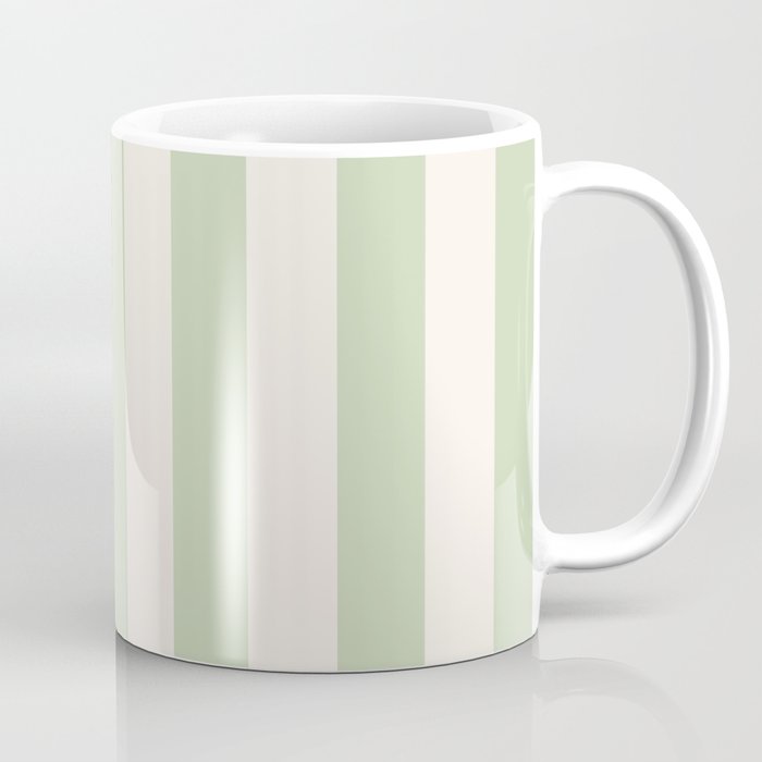Pastel Green Vertical Stripes Coffee Mug