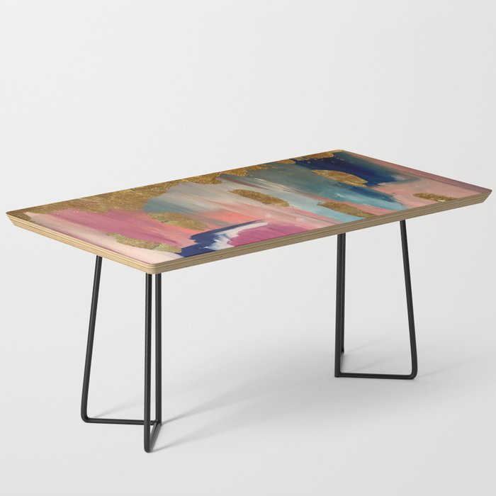 Gold Leaf & Indigo Blue Abstract Coffee Table