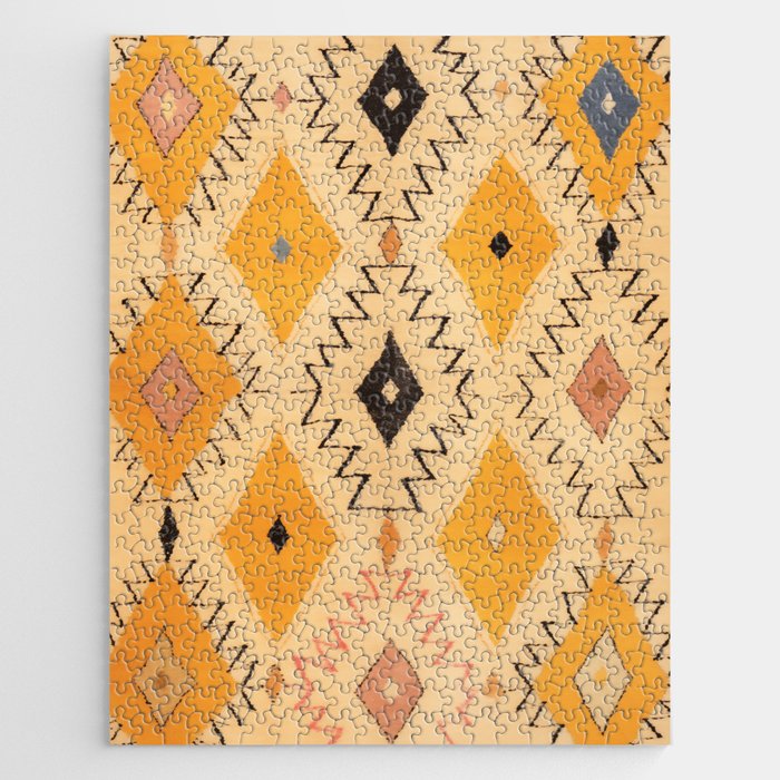 Moroccan Berber Rug Design No.75 - Yellow Jigsaw Puzzle